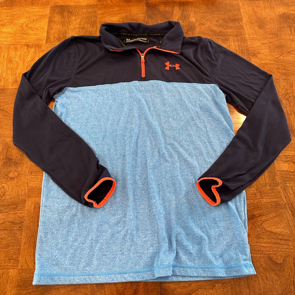 Blue and Orange Under Armour pull over